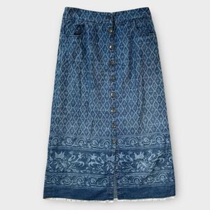 Soft Surroundings Vintage Denim Maxi Skirt, Large (B4)